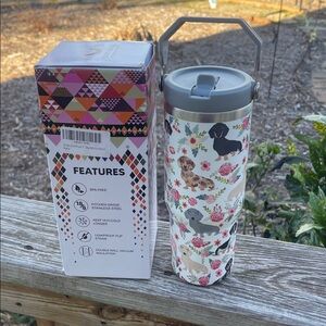 Dachshund Stainless Steel Tumbler with Carrying Handle-new